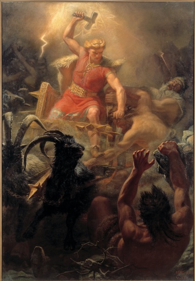 Thor's Battle Against the Jotnar by Marten Eskil Winge, 1872