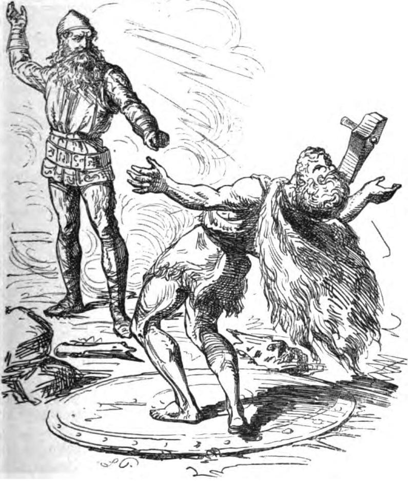 Thor Battles Hrungnir by Ludwig Pietsch, published in 1882 in Nordisch-Germanische Götter und Helden by Wilhelm Wagner and Jakob Nover