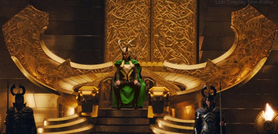 Loki sits Hliðskjálf, the throne of Asgard, in Thor (2011)